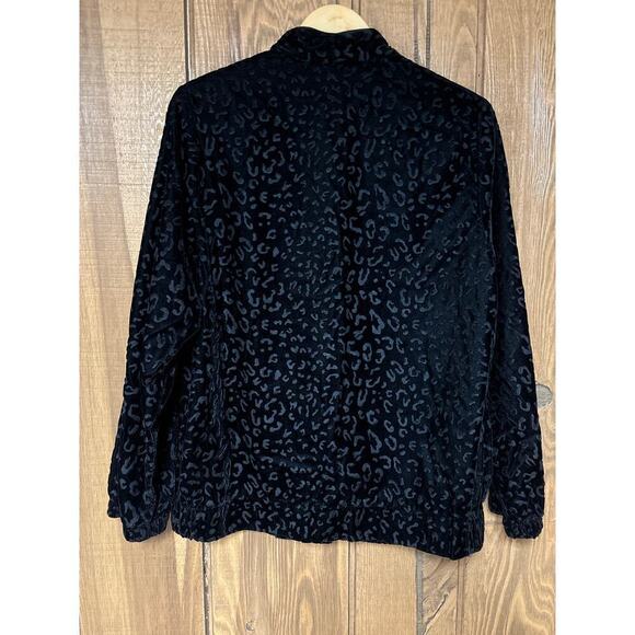 Vintage Deadstock Black Velvet Leopard Print Black Dark Academia Jacket Blazer - Picture 7 of 12